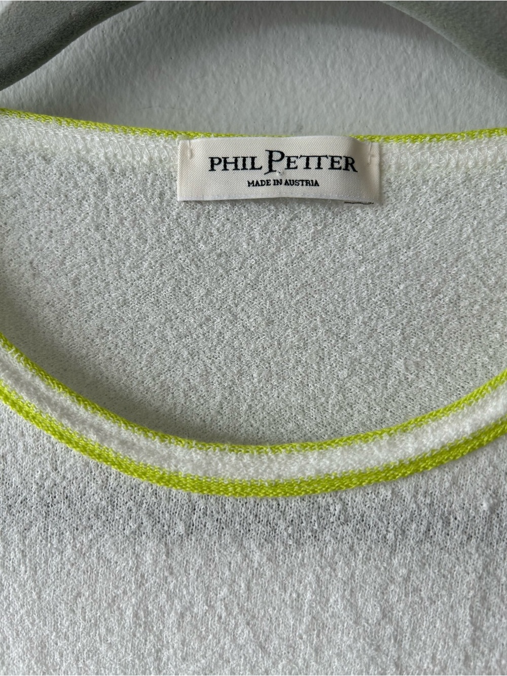 Phil Petter Austria Men’s Premium White & Neon Yellow Striped Long Sleeve Top - Picture 4 of 11